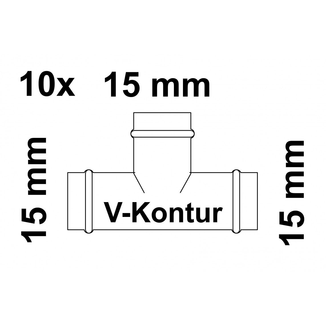 988617264 Tee piece, press fitting for copper V-profile, 15 mm, 3 sockets (10x) vue 2