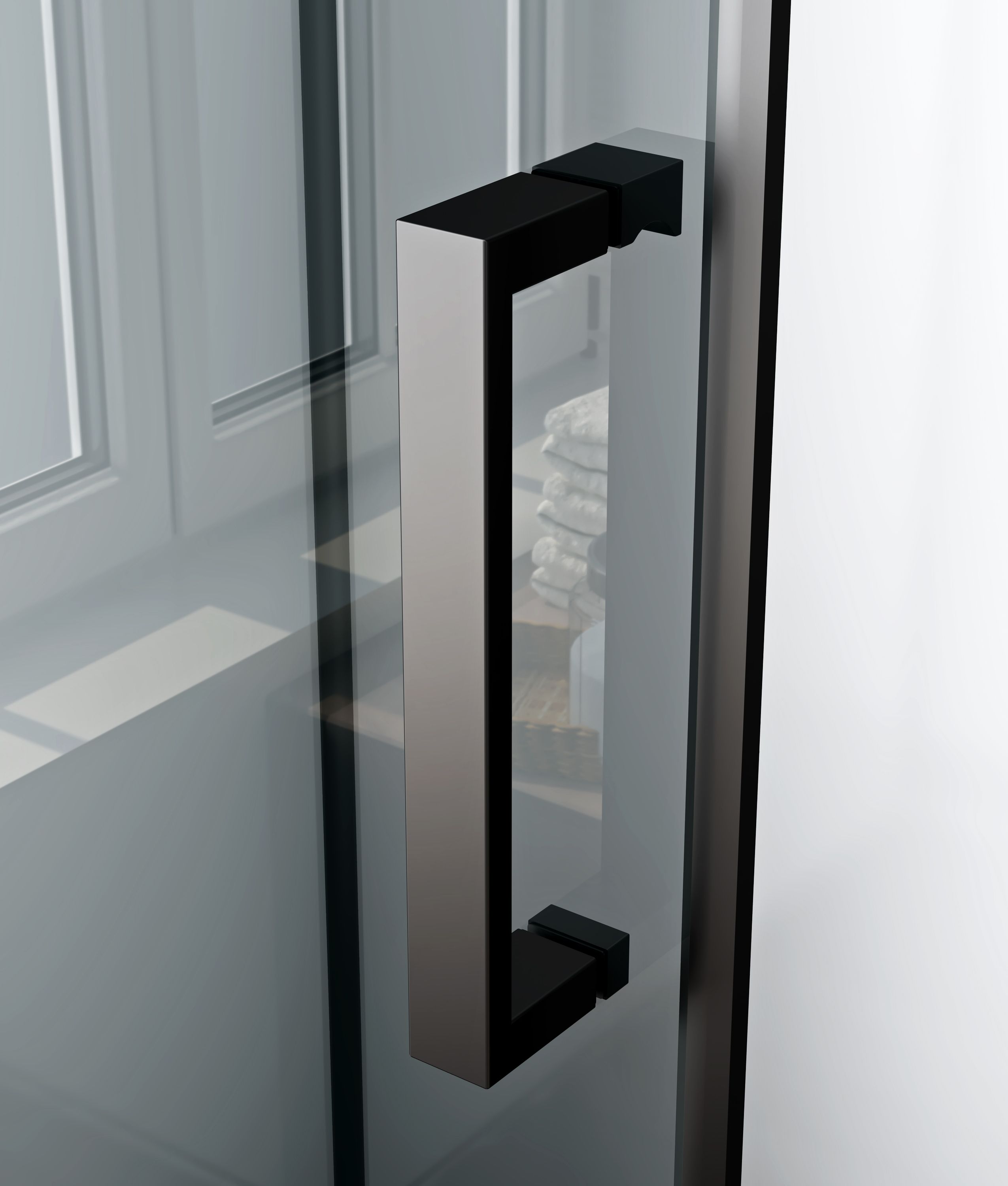 RIMO CABINE DE DOUCHE COMPLÈTE AVEC PORTE PIVOTANTE - RÉVERSIBLE - 80X215X80 CM - NOIR MAT - VERRE CLAIR vue 5