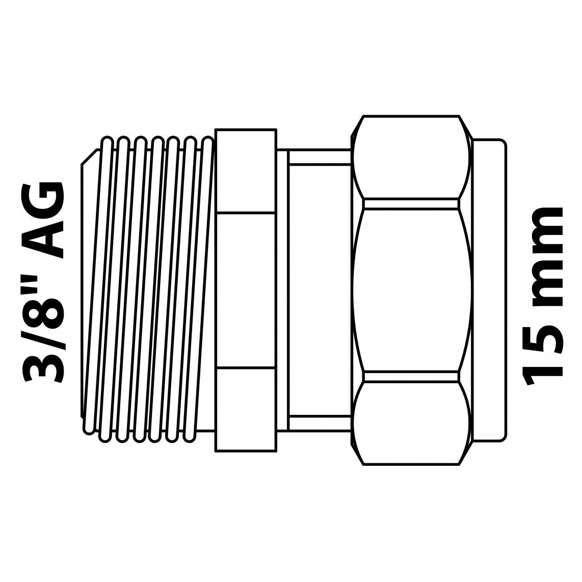989457317 MS overgangsstuk, blanco, 15 mm x 3/8"BU, knelfitting voor koperen buis, vue 4