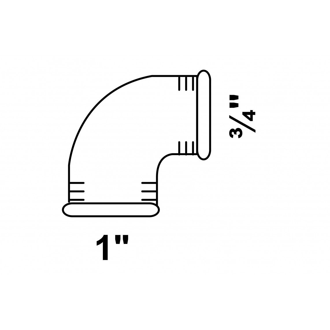989718055 GI verloop knie 90°, gegalvaniseerd, 1"BI x 3/4"BI, (90) vue 2