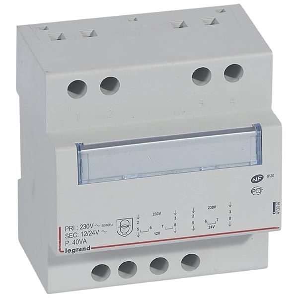 Transfo secondaire 12 / 24V - 40VA 5 modules