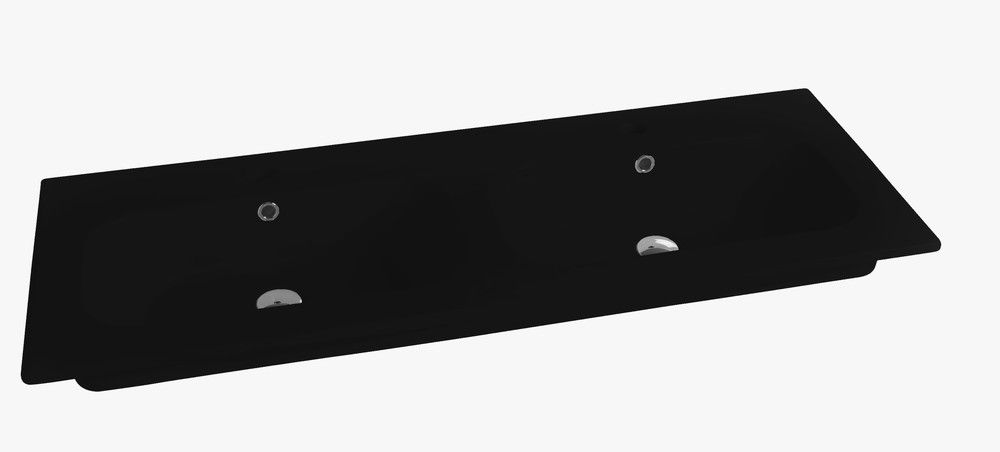 Van Marcke Cettina Twin Tablette Porcelain Avec 2LAVABOS 1210×465×170MM Noir