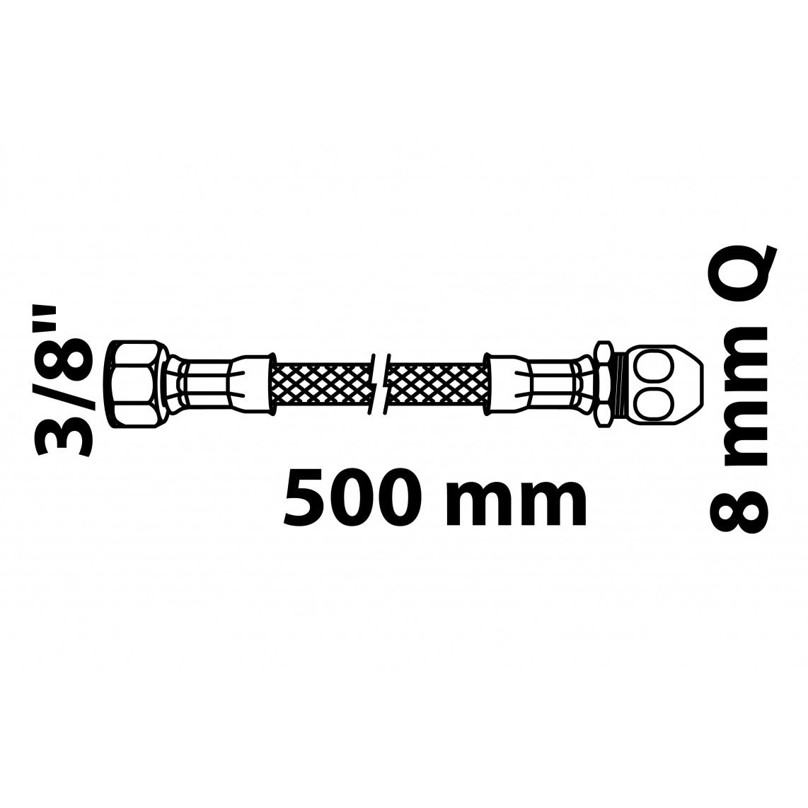 98627818 Flexible connection hose 500 mm, 3/8" female x 8mmQ vue 2