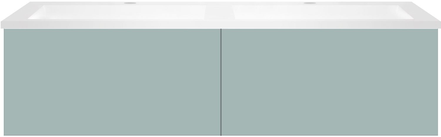 ONDERBOUW COFFEE 2 LADES 120 DUO IJSBLAUW ZACHT MAT +DUBBELE WASTAFEL KUNSTMARMER MAT WIT vue 1