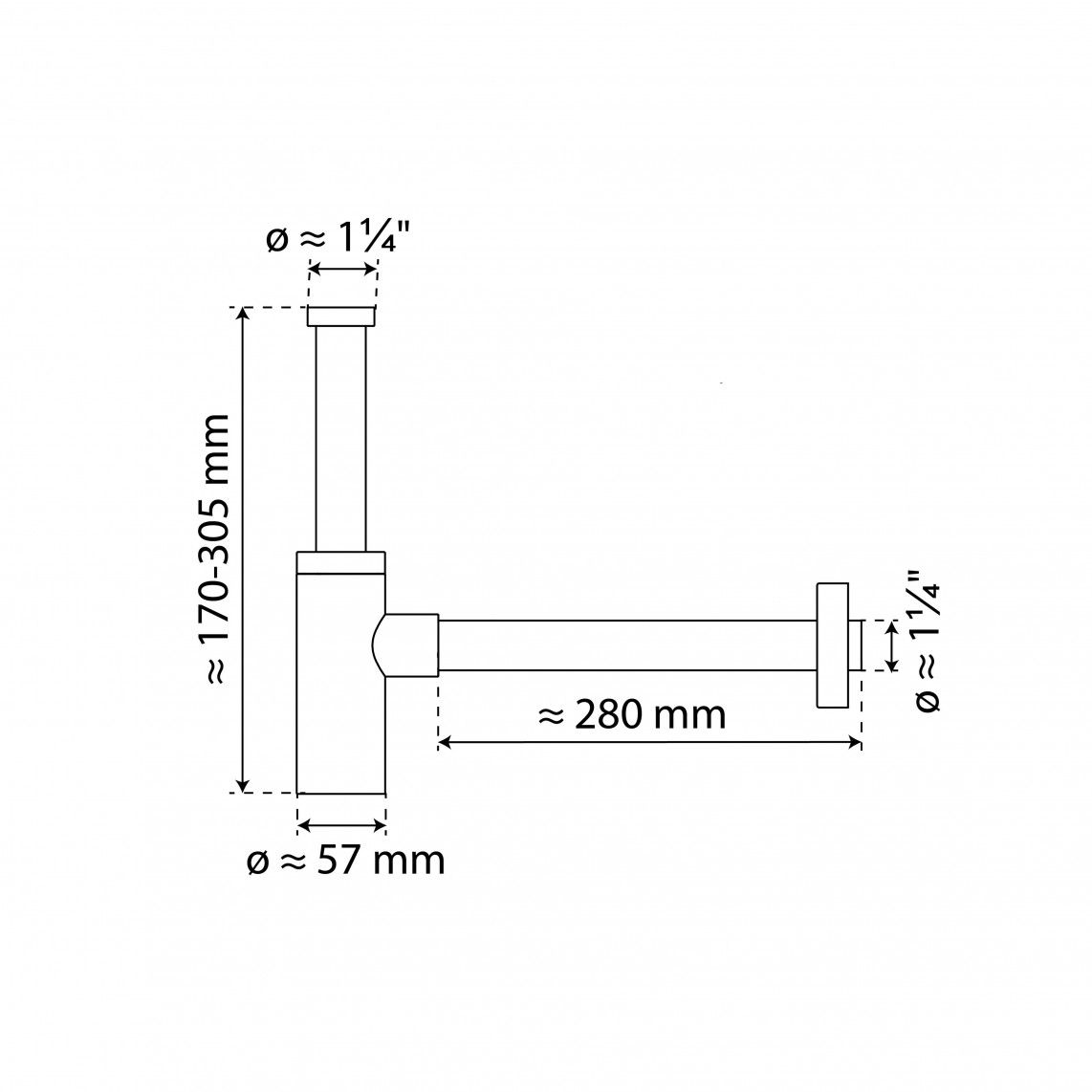 98166220 Design bottle trap, black matt, 1 1/4" x 32 mm vue 9