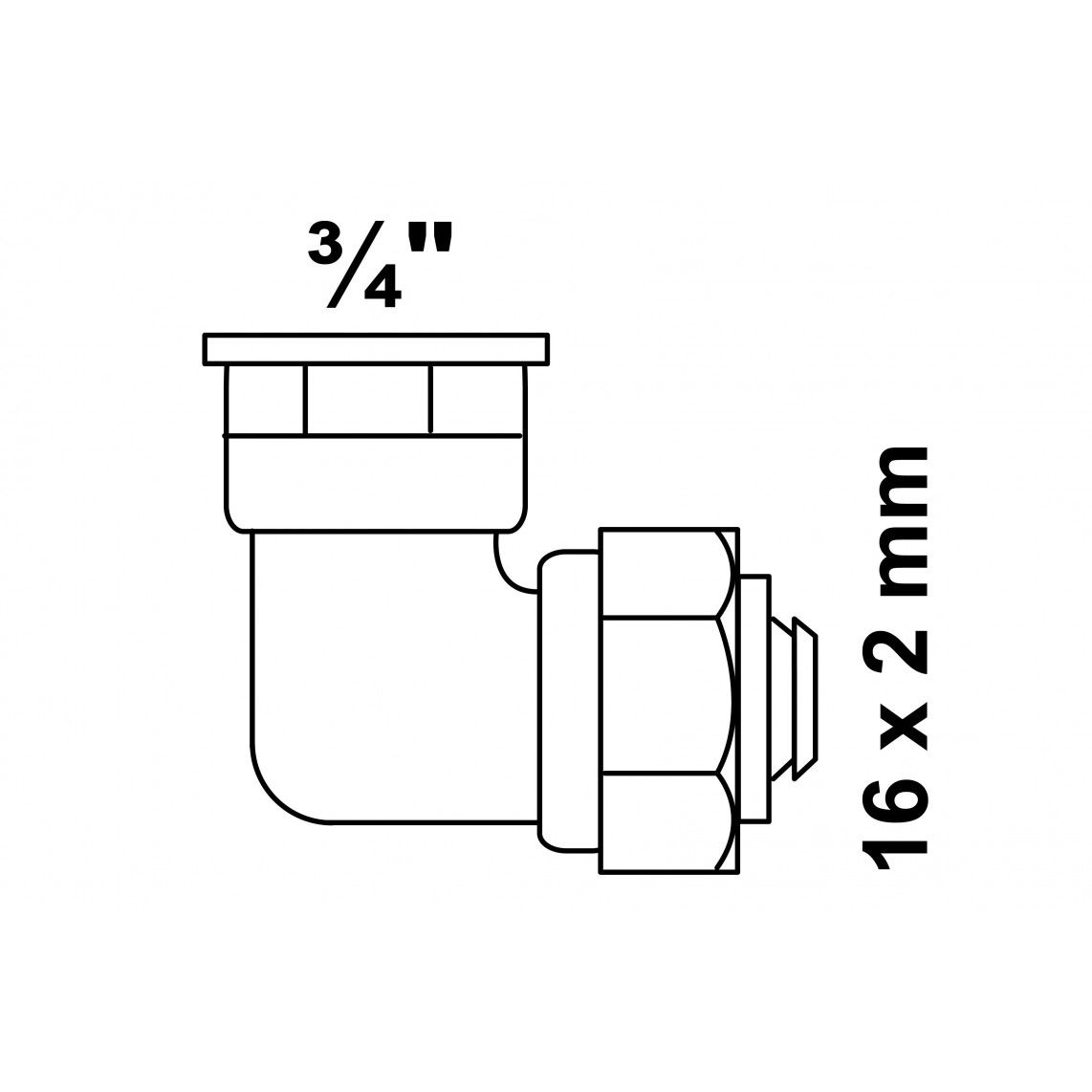 988908255 Transition angle 90°, brass, 16 mm x 3/4" female, clamp fitting for multilayer pipe vue 2