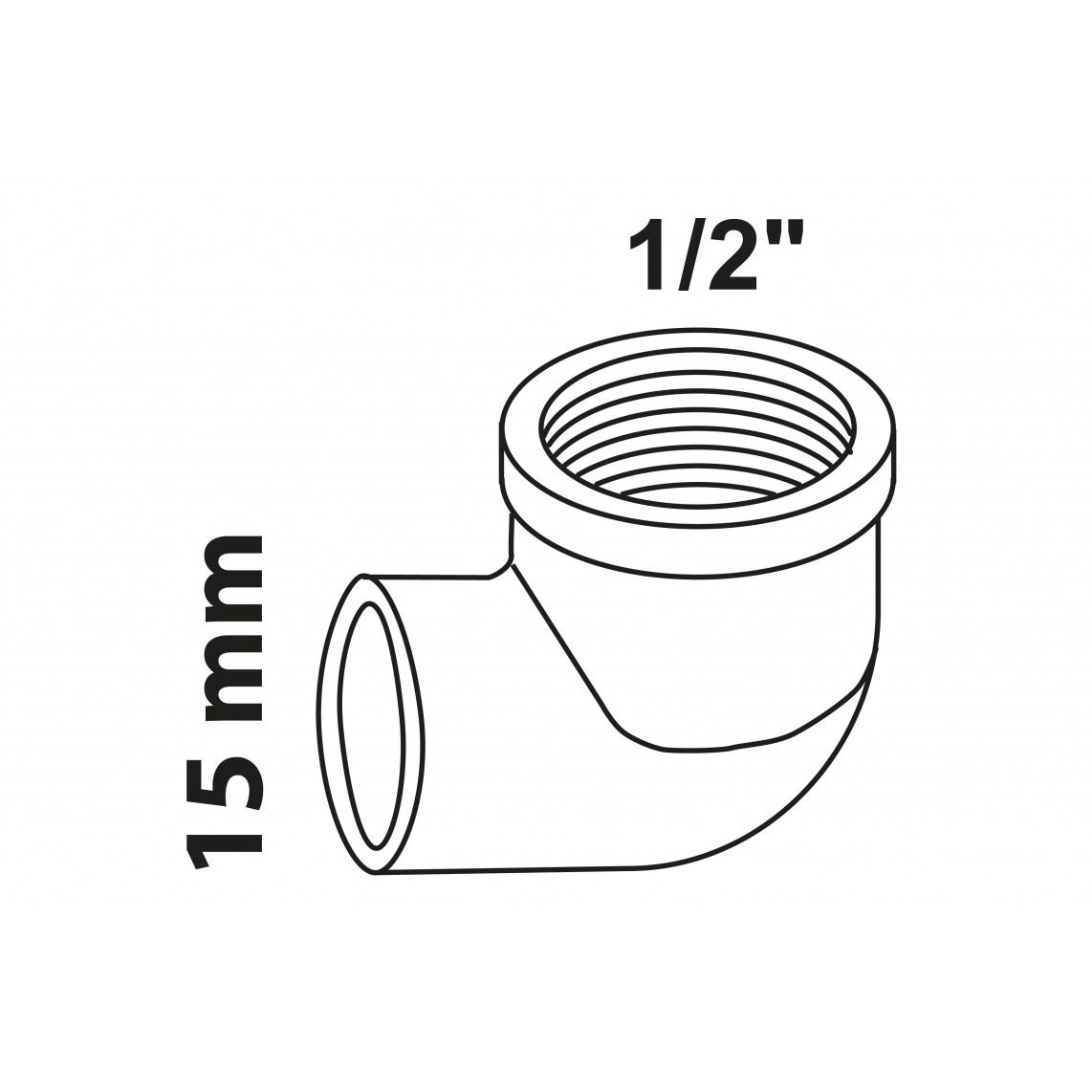 989231017 BR knie 90°, blanco, 15 mm x 1/2"BI, 1 mof (4090g) vue 2