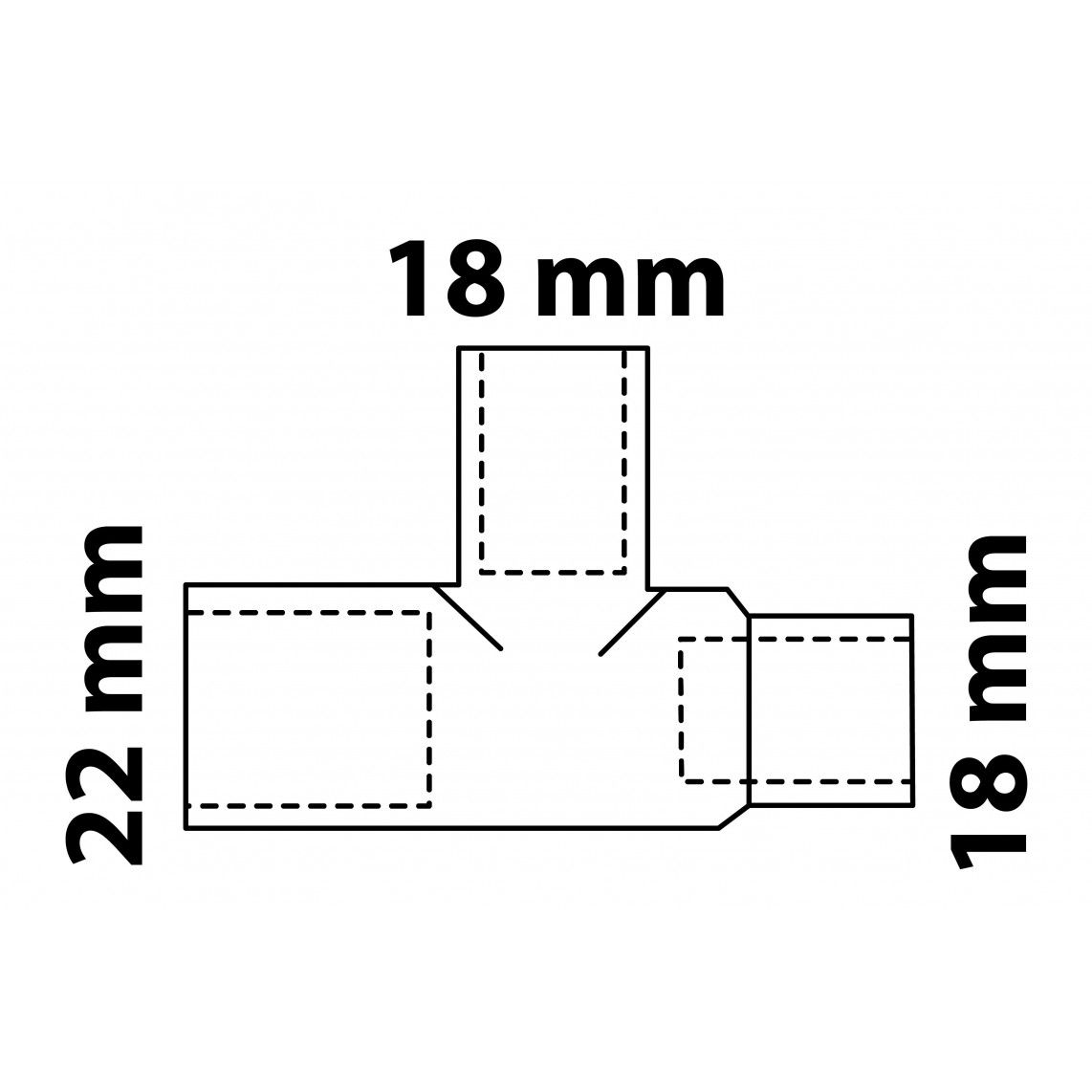 989274155 CU verloop T-stuk, blanco, 22 mm x 18 mm x 18 mm, 3 mofen (5130) vue 3