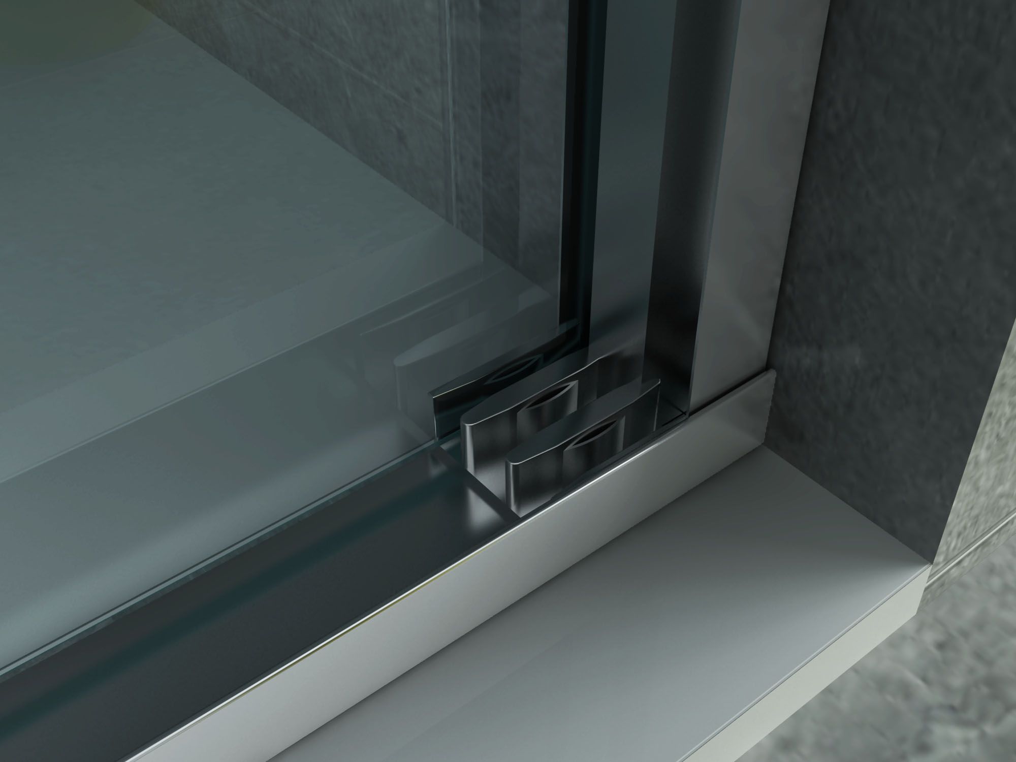 ALONI PORTE COULISSANTE POUR NICHE – 3 PARTIES - 800X2000MM - CHROME-VERRE CLAIR vue 3