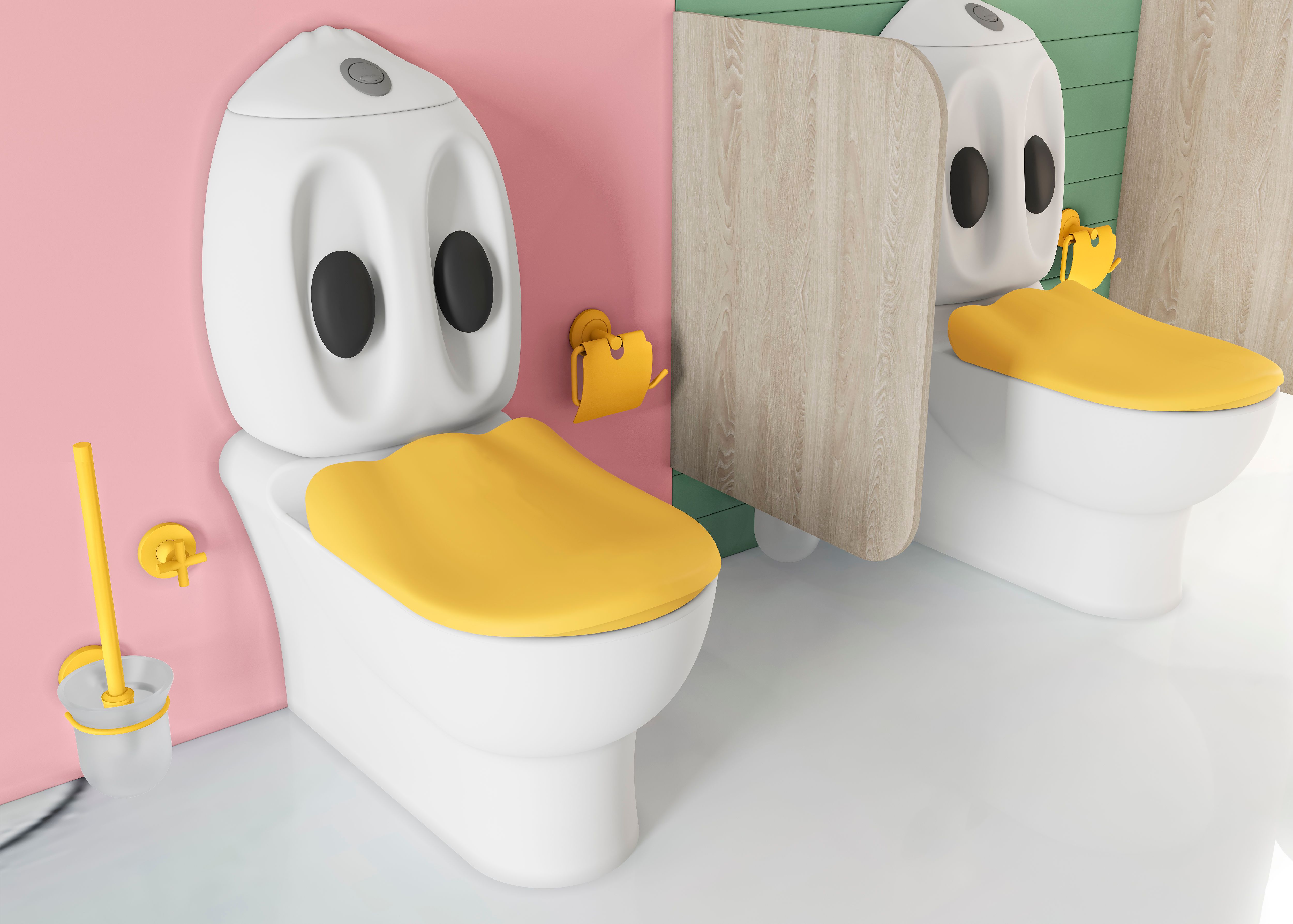CREAVIT ROYALE BROSSE DE TOILETTE AVEC SUPPORT - JAUNE vue 2
