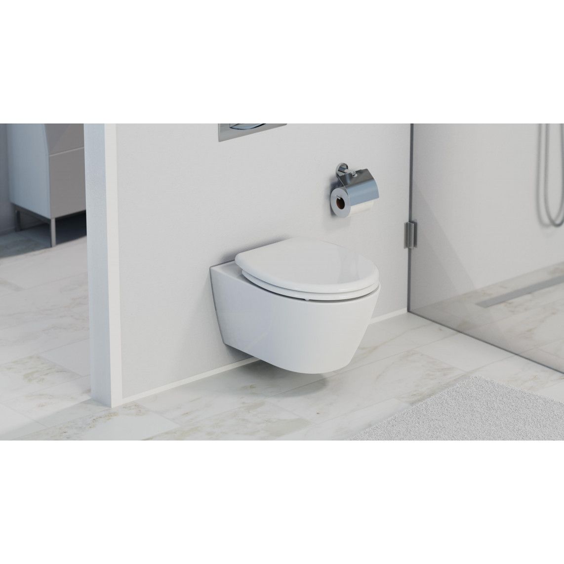 82300 Duroplast Toilet seat WHITE, with soft close and quick release vue 10