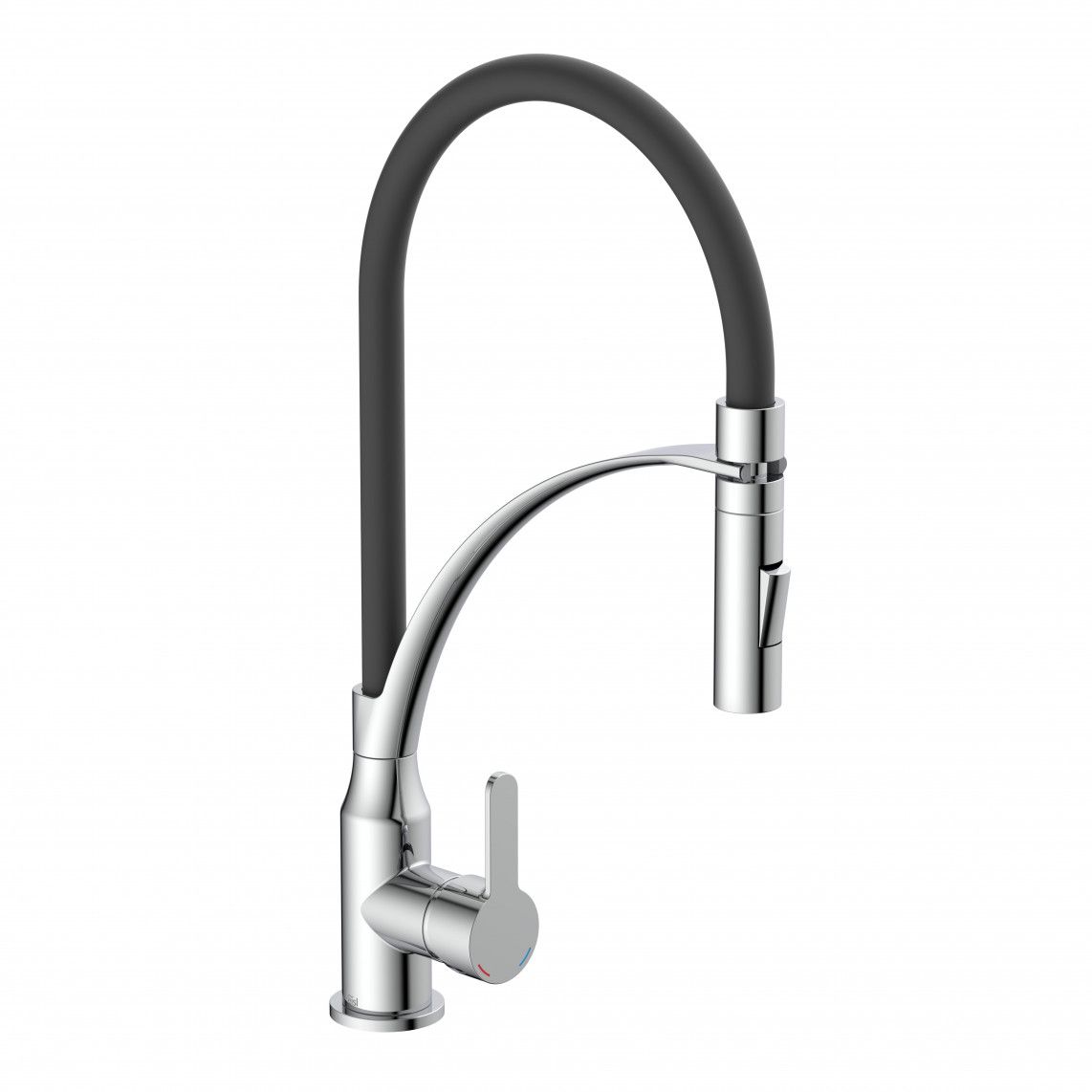 NI183CARCRB CARNEO Keukenkraan, chroom/zwart, met soft-touch slang vue 2