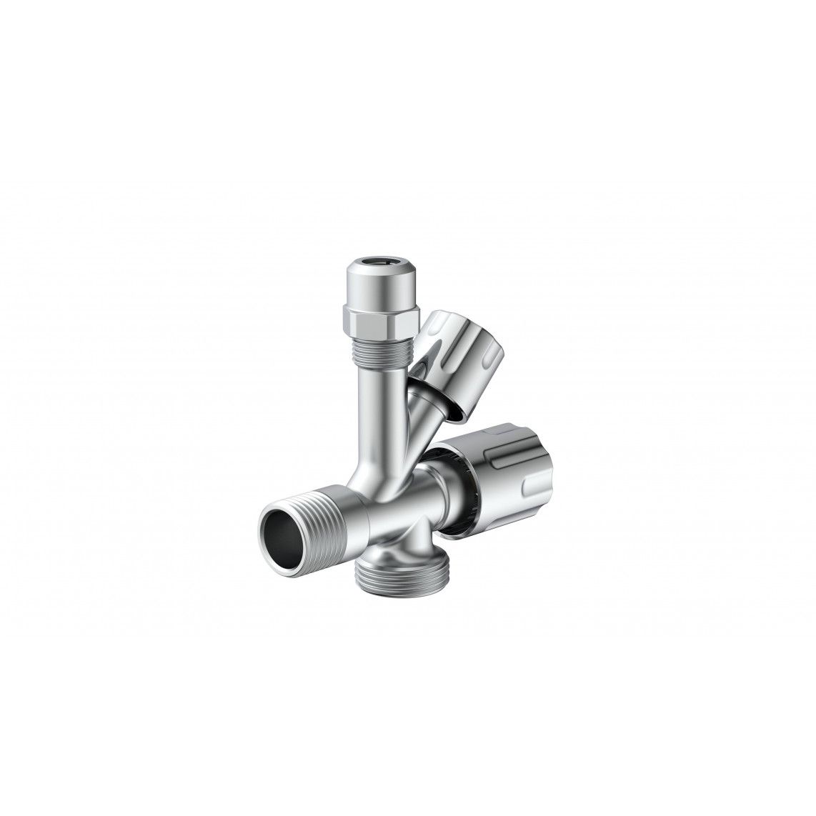 98480090 Additional angle valve, chrome, 1/2" male x 3/4" male x 3/8" male x 10mmQ vue 5