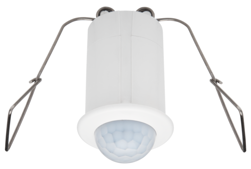 Détecteur de présence, 230 V, 9,5 m, IP65, mini, pour montage encastré, couleur blanc