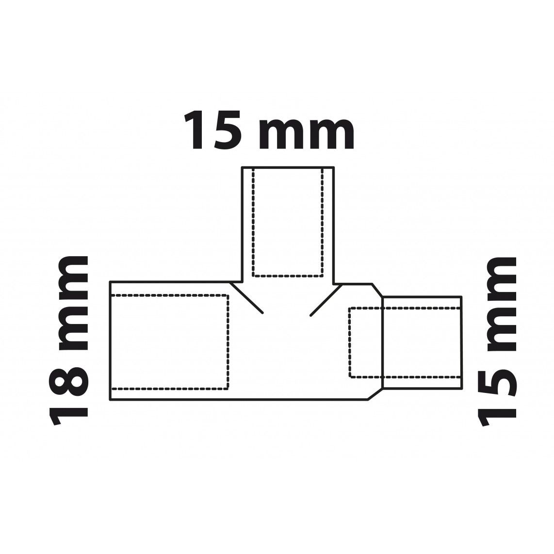 989272217 CU verloop T-stuk, blanco, 18 mm x 15 mm x 15 mm, 3 mofen (5130) vue 3