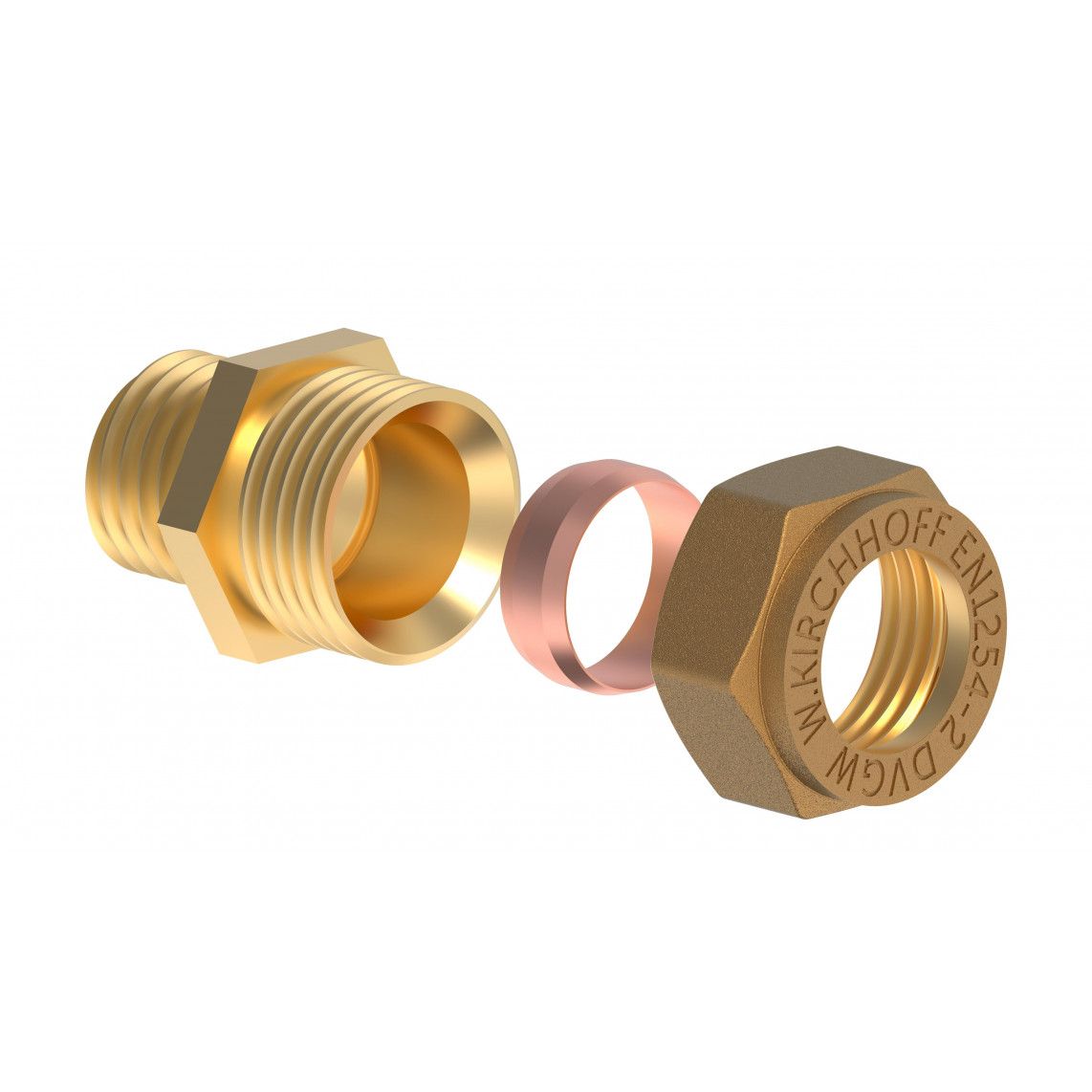 989457317 MS overgangsstuk, blanco, 15 mm x 3/8"BU, knelfitting voor koperen buis, vue 3