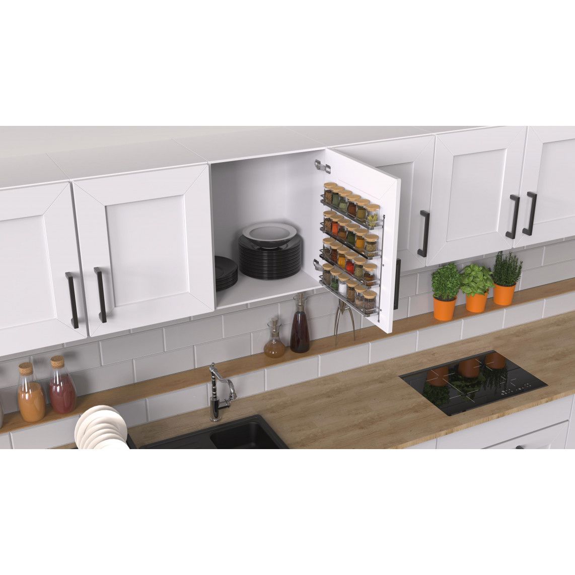2082 Spice rack, chrome, 370 x 60 x 425 mm, für 4 x 6 tins vue 9