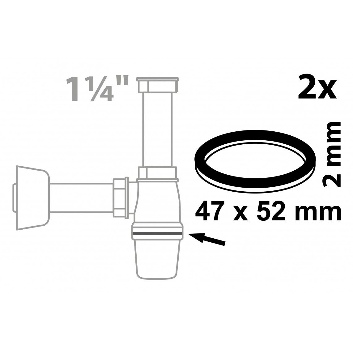 98696190 flenspakking, Silicone, 47 x 52 x 2 mm, voor bekersifon (2x) vue 2