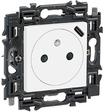 Valena prise + Usb intégré appareil complet Blanc à griffes