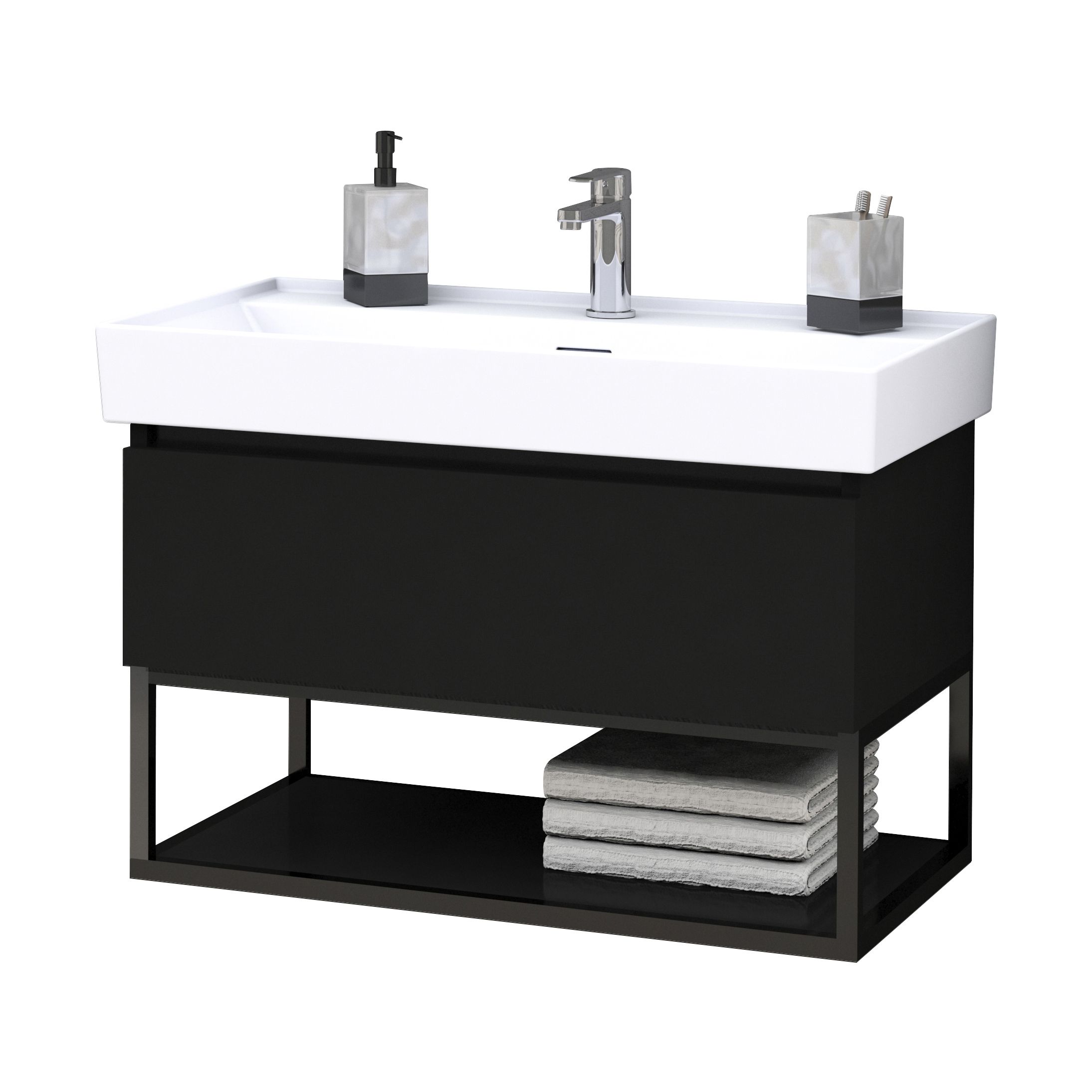 Aloni Sharp Meuble Sous-plan (80CM) - Noir Mat