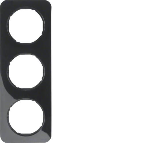 Plaque de recouvrement 3 postes Berker R.1 Noir, brillant