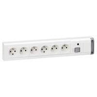 Bloc multiprises 6 x (2 pôles + T) + interrupteur 2P 10 / 16A 250V Blanc sans cordon