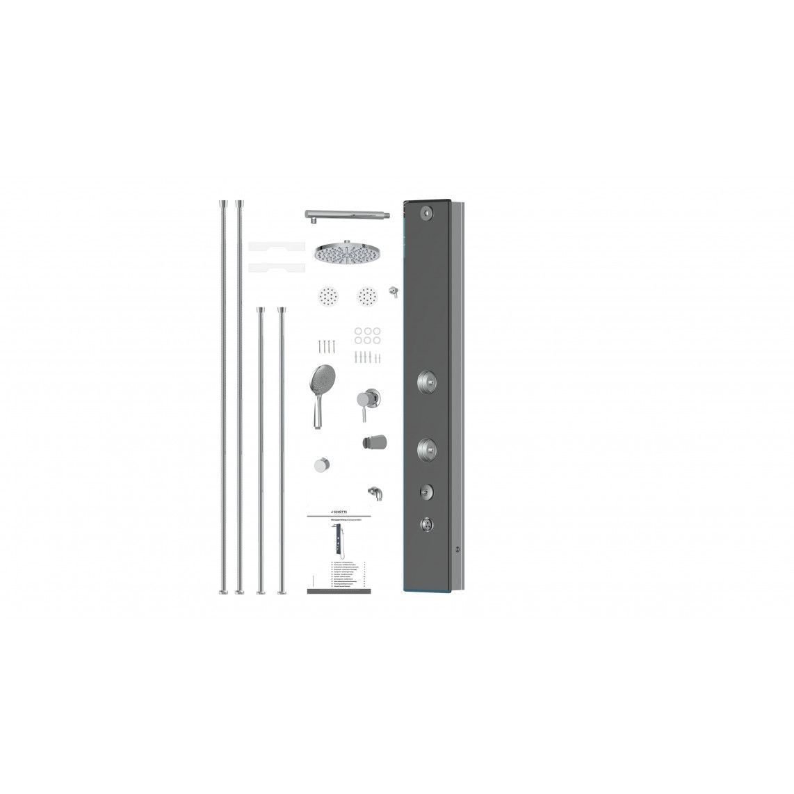 60033 Shower panel, glass,/anthracite vue 3