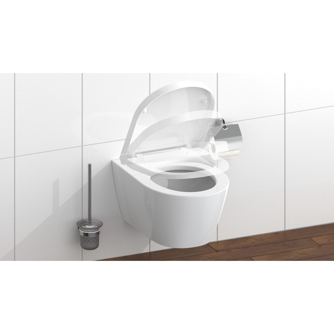 82910 Duroplast WC-zitting D-vorm WHITE, met valrem en afneembaar vue 8