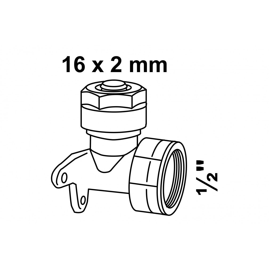988909155 Elbow wall plate, brass, 16 mm x 1/2" female, clamp fitting for multilayer pipe vue 4