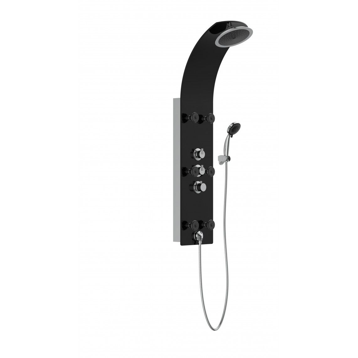 60029 LANZAROTE Shower panel, glass, black, with thermostatic mixer vue 4