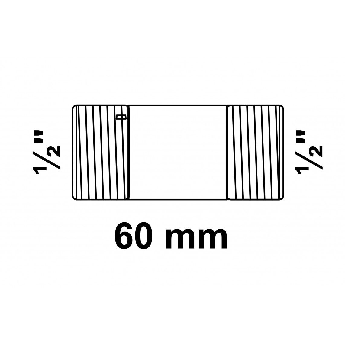 989821155 Barrel nipple, malleable galvanized, 1/2" x 60 mm vue 2