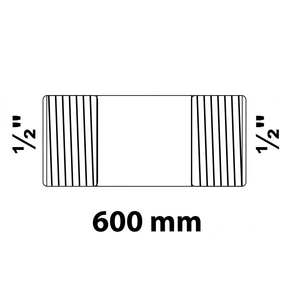 989821955 Barrel nipple, malleable galvanized, 1/2" x 600 mm vue 2