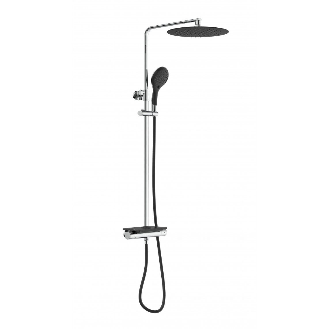 DX1103CST GRANDE VITA Overhead shower set, black, with thermostatic mixer vue 3