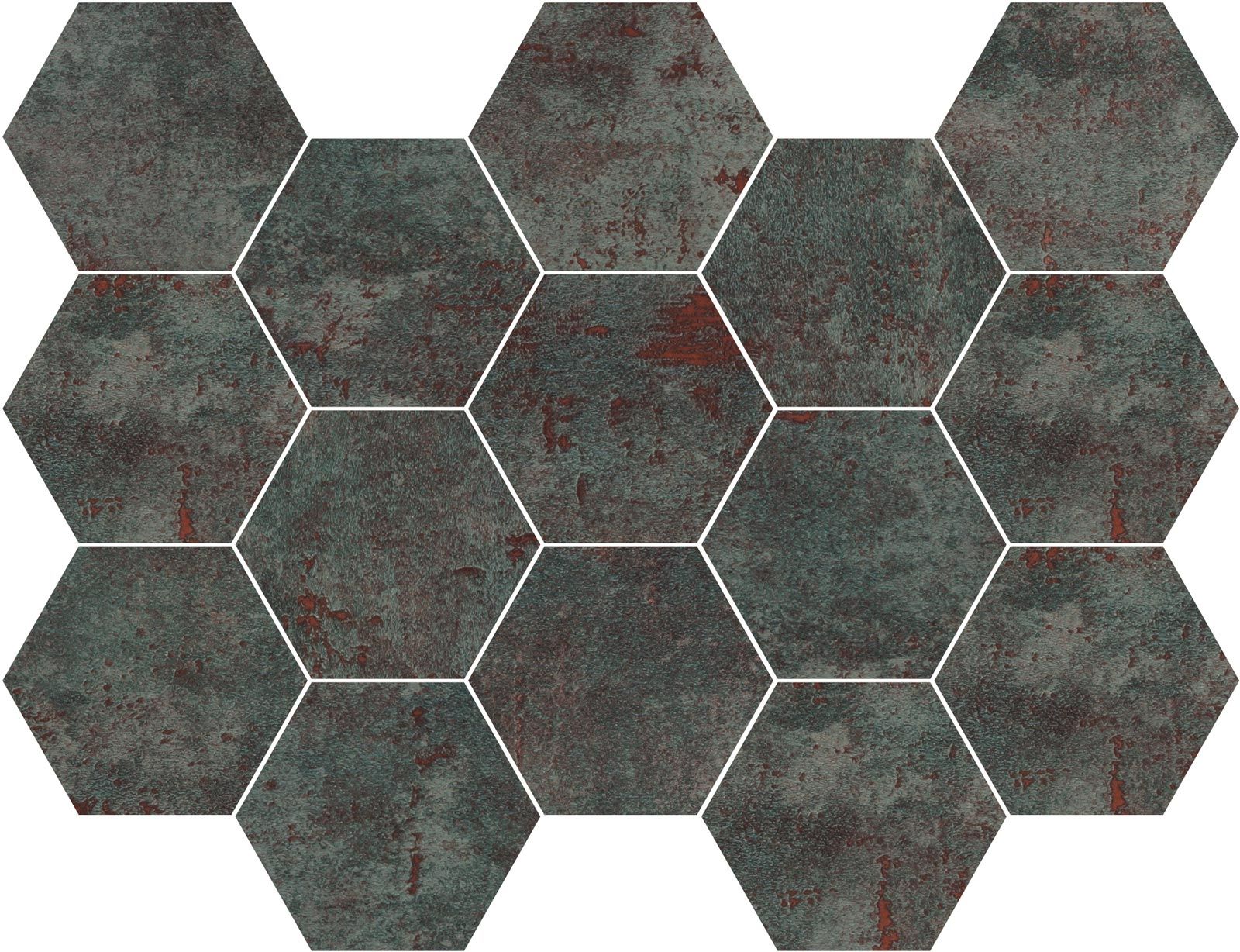 MOSAICO HEX. METAL SEAGREEN 32,5X22,5