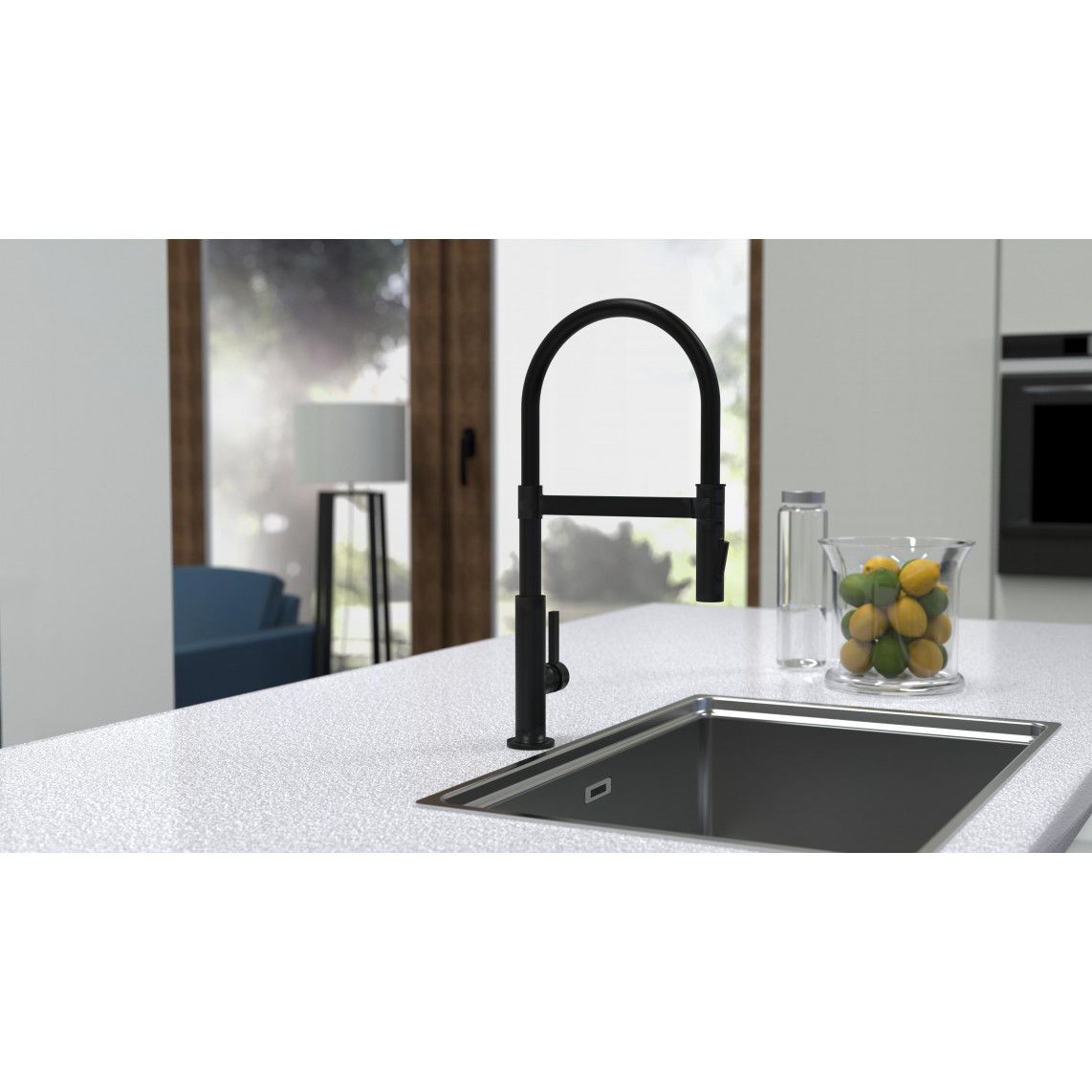 79147 MIAMI Sink mixer, black matt, with soft-touch hose vue 9