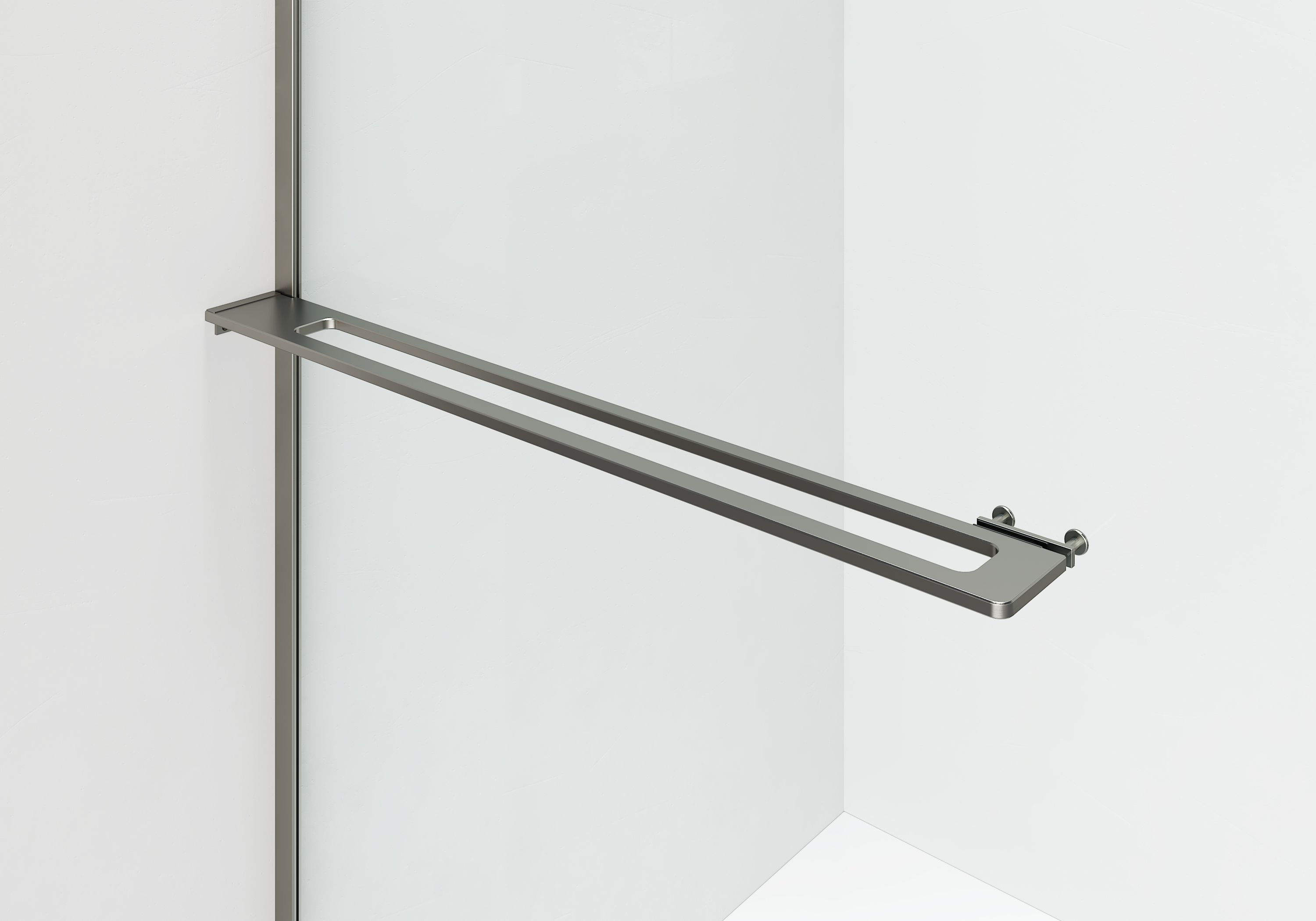 CURVY DOUCHE À L'ITALIENNE AVEC PORTE-SERVIETTE - COURBÉE - TRAITEMENT ANTI-CALCAIRE - RÉVERSIBLE - VERRE DE SÉCURITÉ 8MM - 120X200CM - GUNMETAL - VERRE CLAIR vue 3