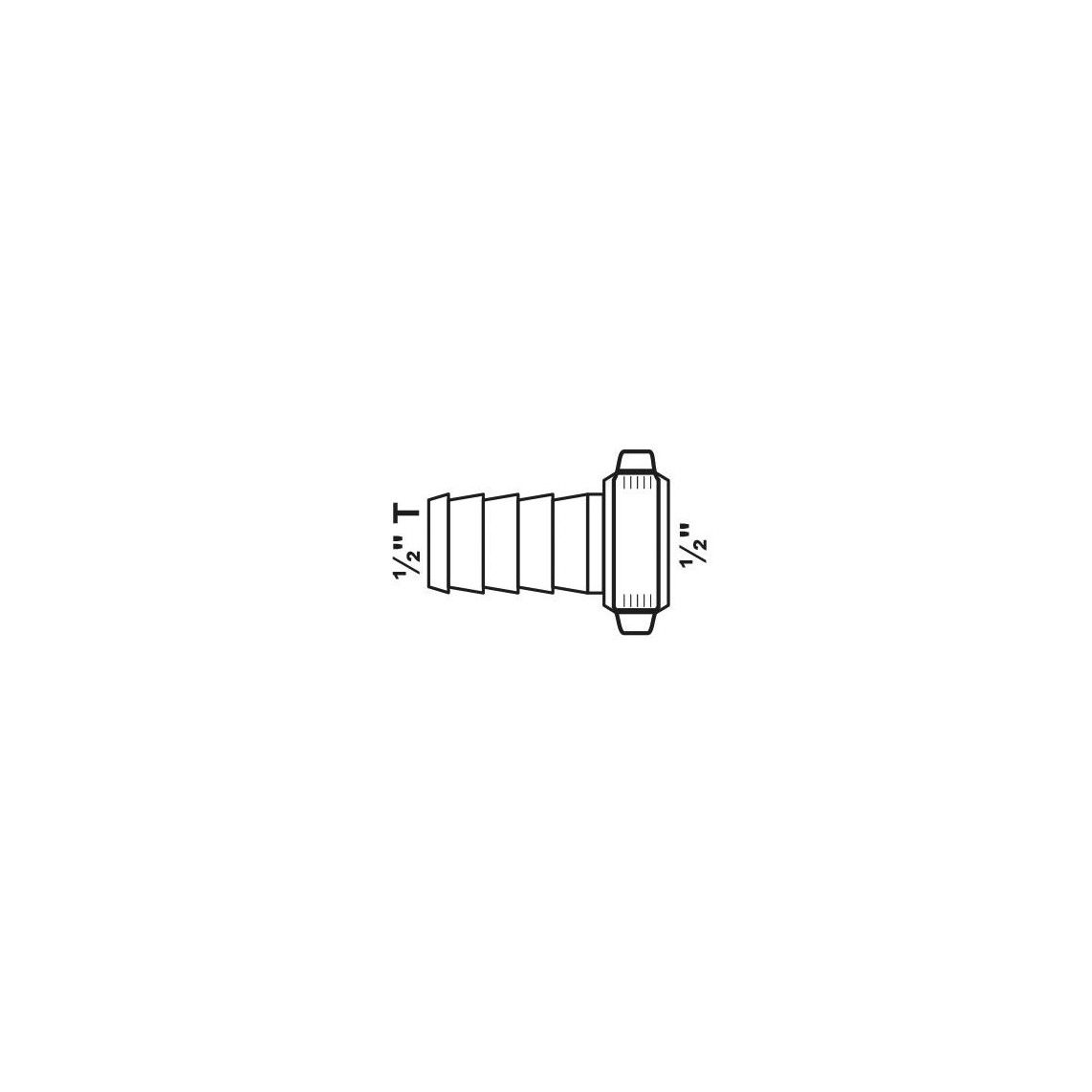 987399049 MS Slangschroefverbinding, blanco, 1/2"M x 1/2"T vue 2