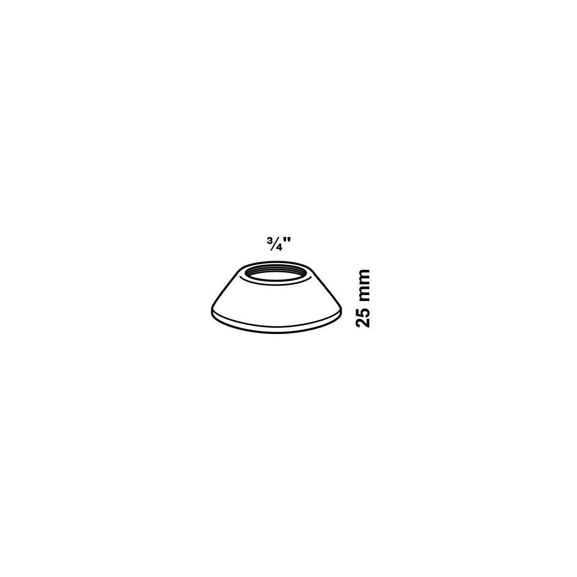 988239113 rozet met draad, chroom, 3/4" x 70 mm x 25 mm vue 2