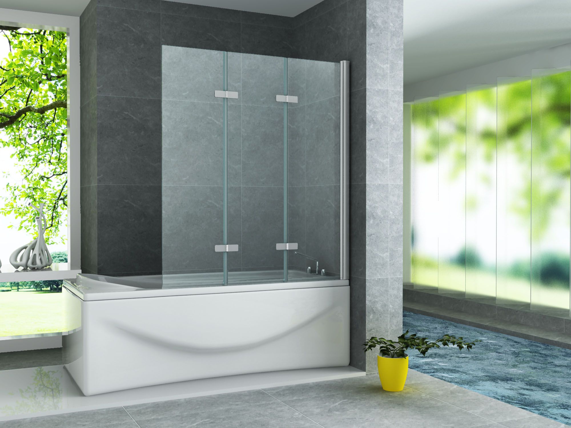 ALONI PAROI DE BAIGNOIRE – 3 PARTIES – RABATTABLE - 1300X1400MM - CHROME-VERRE CLAIR vue 2