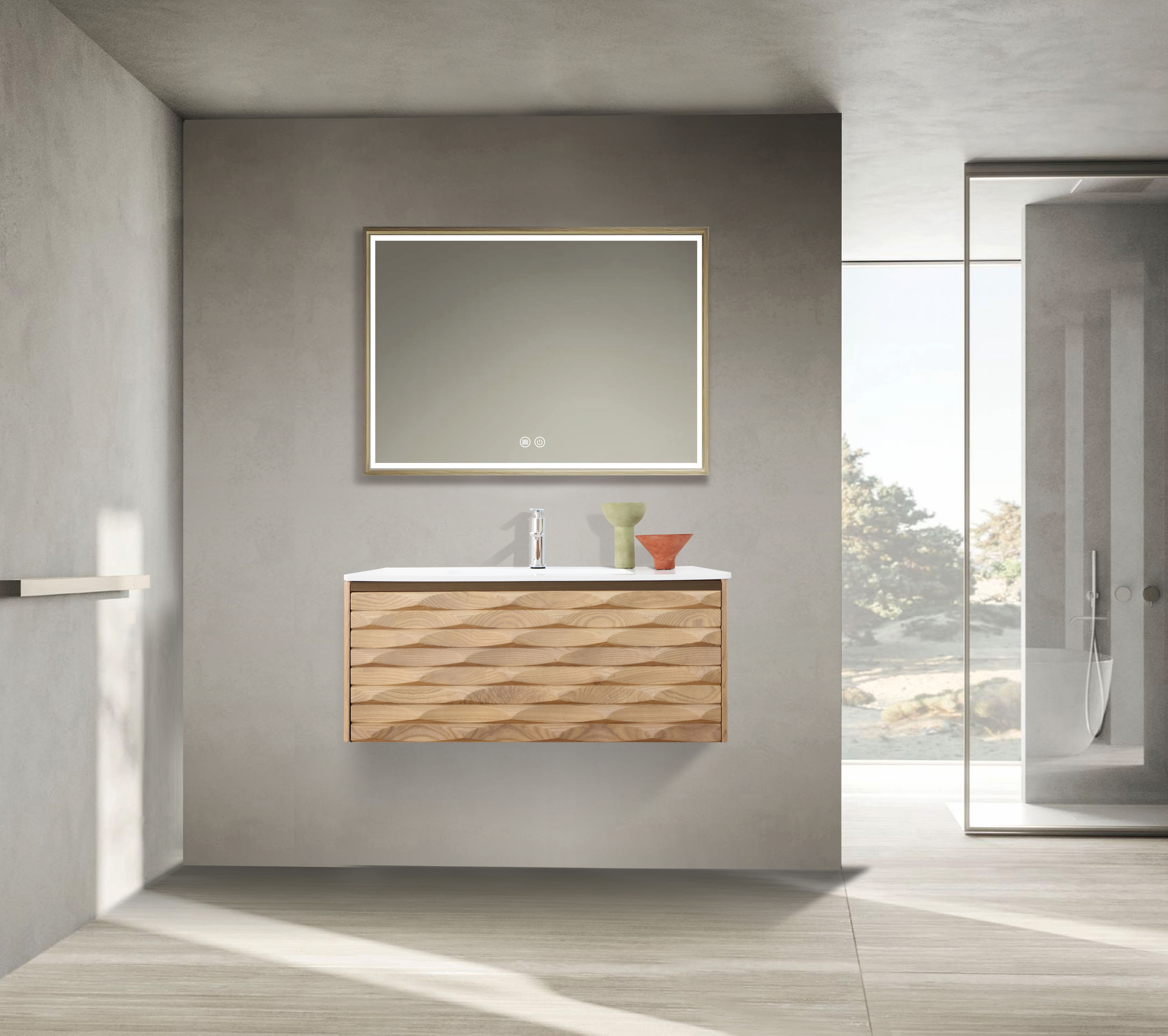 MAGNOLIA WASTAFELONDERKAST - 1 LADE - GREEPLOOS  - SOFT CLOSE – 79X40X52 CM - LICHT EIKEN vue 5