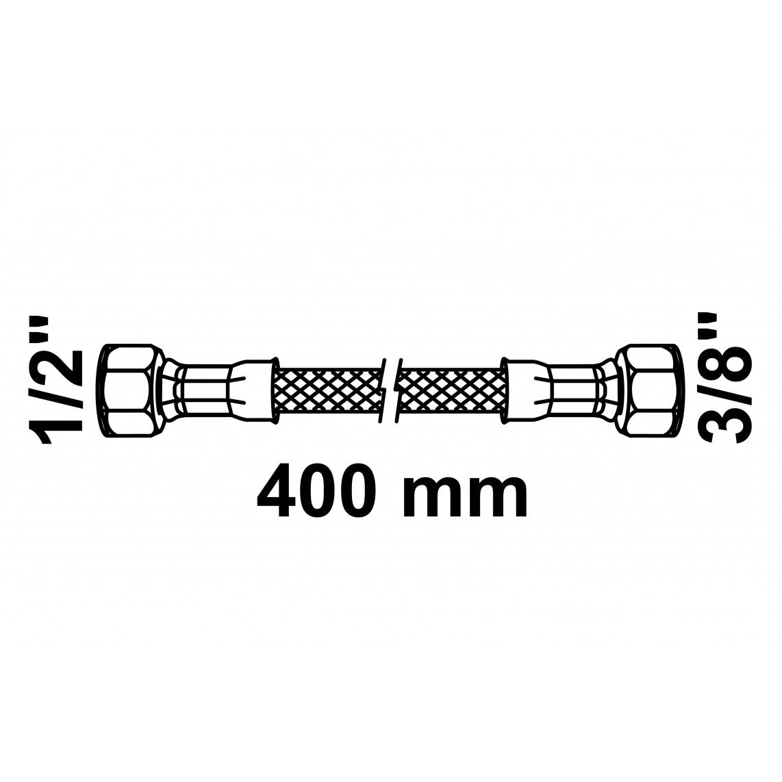 98628018 Flexible connection hose 400 mm, 1/2" female - 3/8" female vue 2