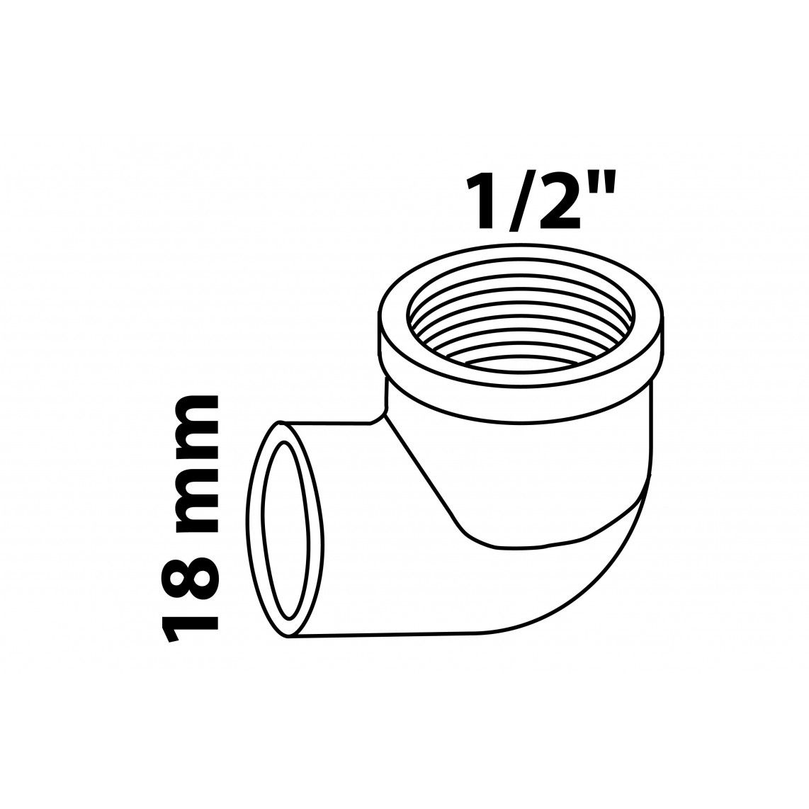 989232055 Transition angle 90°, red brass, 18 mm x 1/2" female, 1 socket vue 2