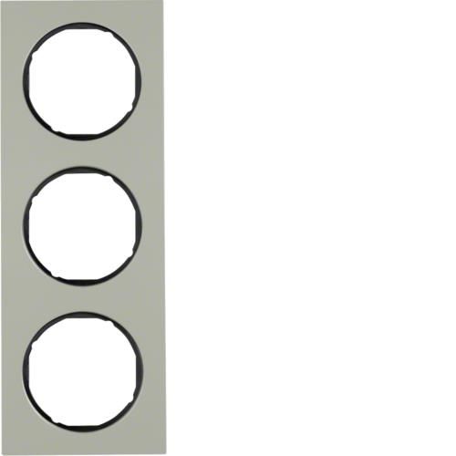 Plaque de recouvrement 3 postes Berker R.3 Inox / Noir