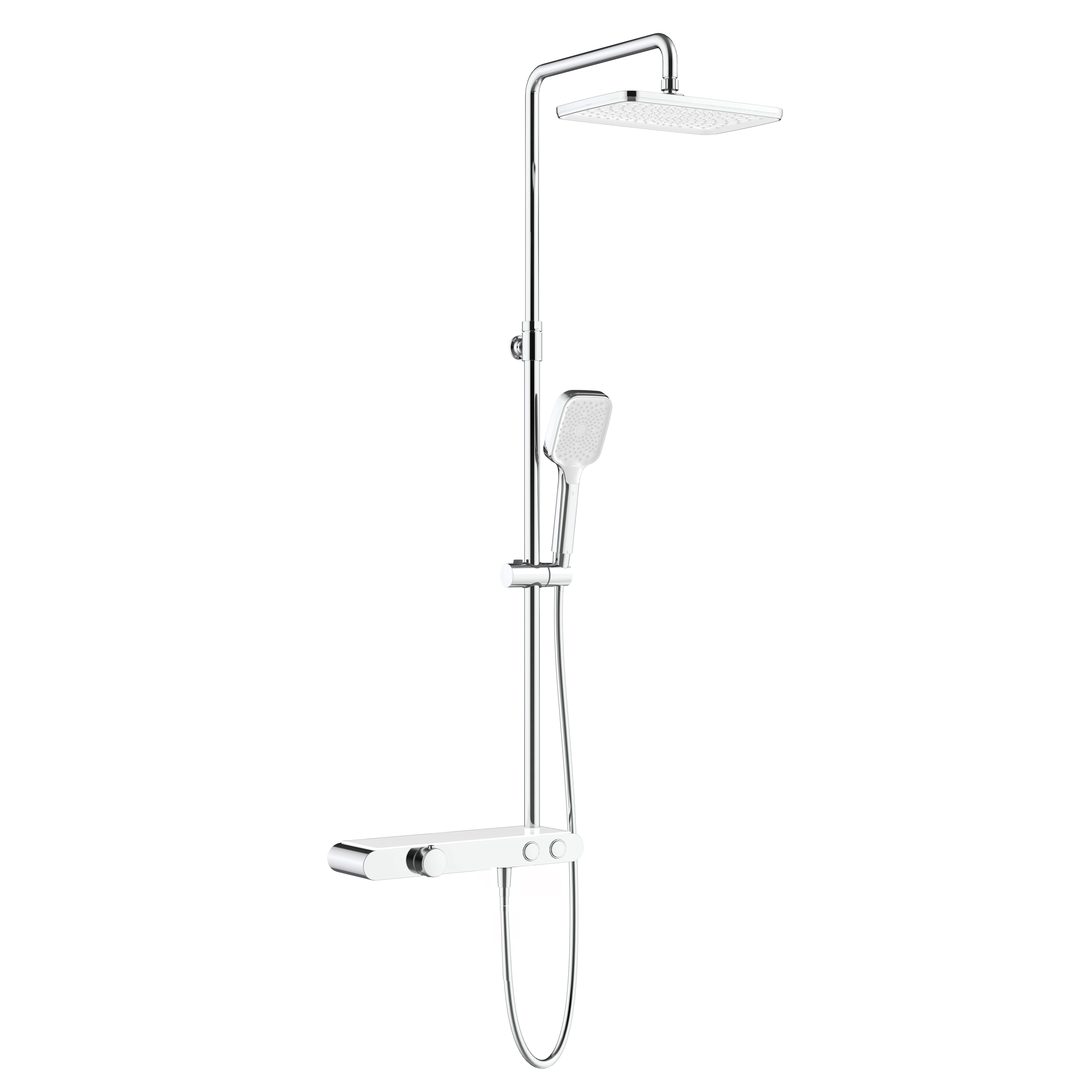 ALONI ROBINET DE DOUCHE THERMOSTATIQUE AVEC TABLETTE CHROME BLANC vue 2