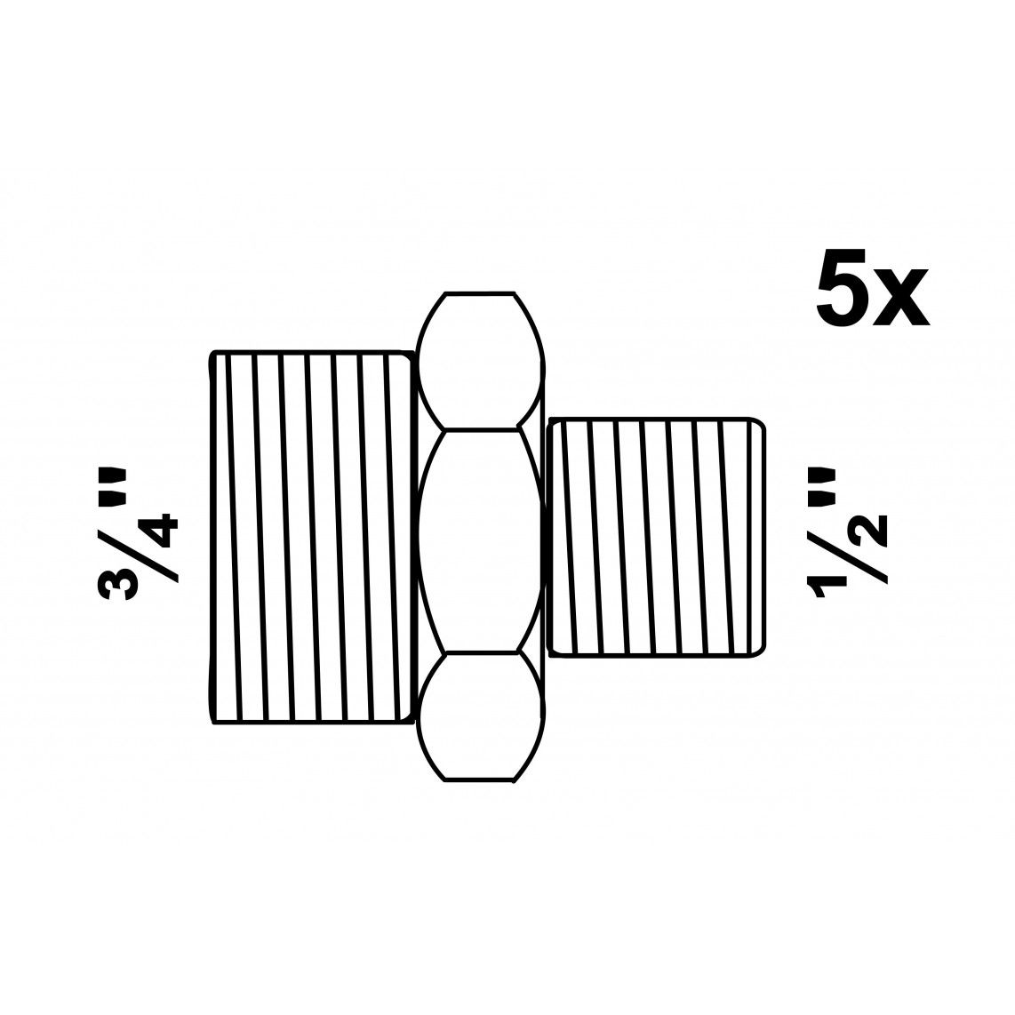 989792060 GI dubbele verloopnippel, gegalvaniseerd, 3/4"BU x 1/2"BU, (245) (5x) vue 2