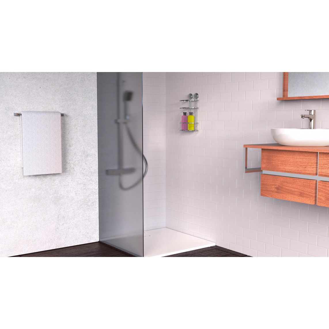 BA0204 Shower wall tray, chrome, for glueing and screwing, 2 tiers vue 5
