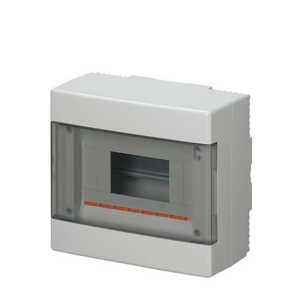Coffret apparent 8 modules Gris IP40 avec porte transparent dim. 200 x 180 x 100 + kit d'instal.
