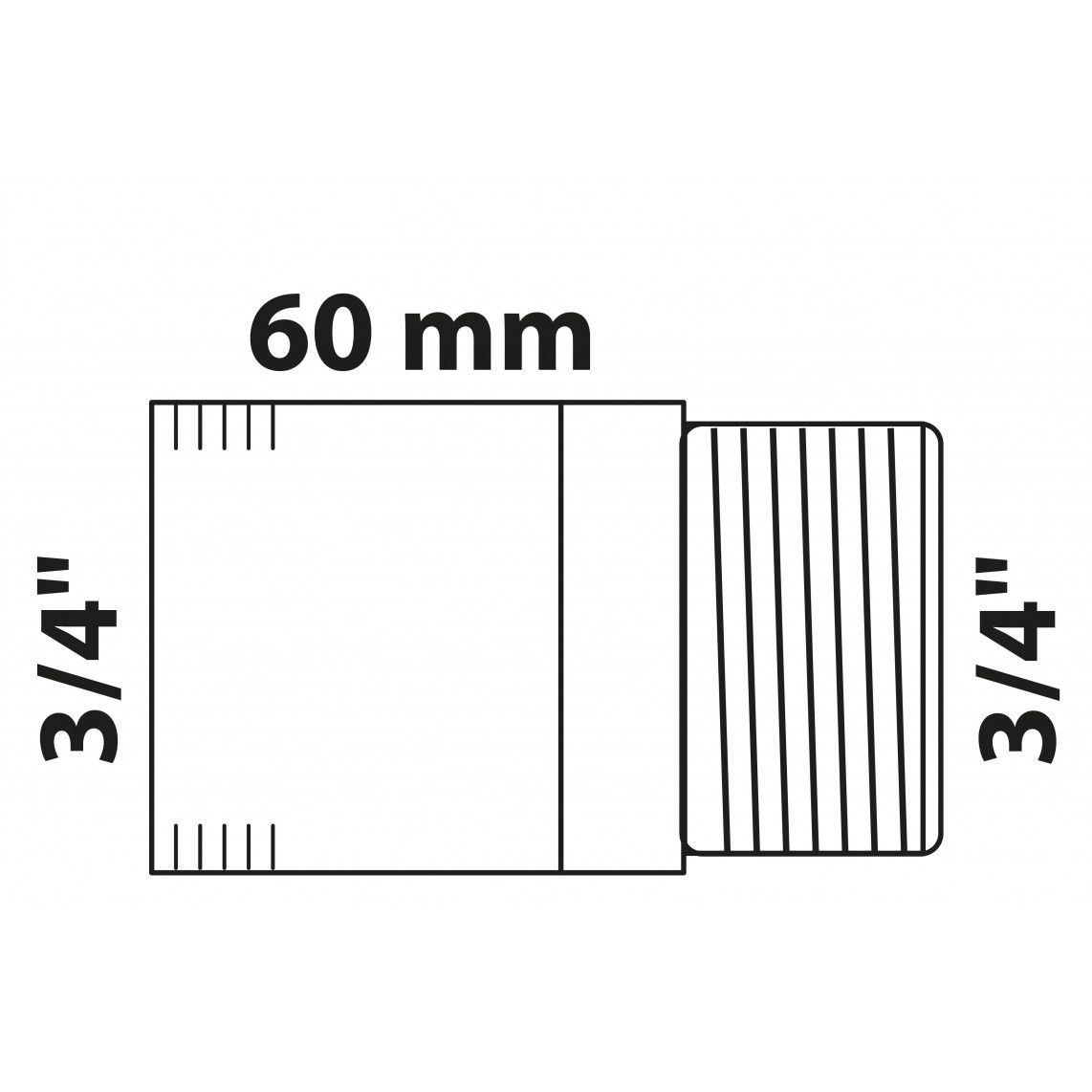 988962113 BR dubbele buisnippel, blanco, 3/4" x 60 mm, (3530) vue 2