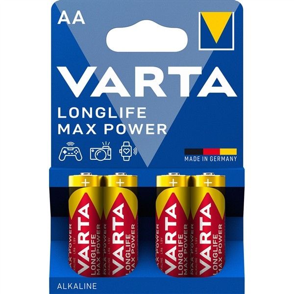 Blister de 4 piles alcaline Longlife Max Power Varta 1.5V LR06 - AA