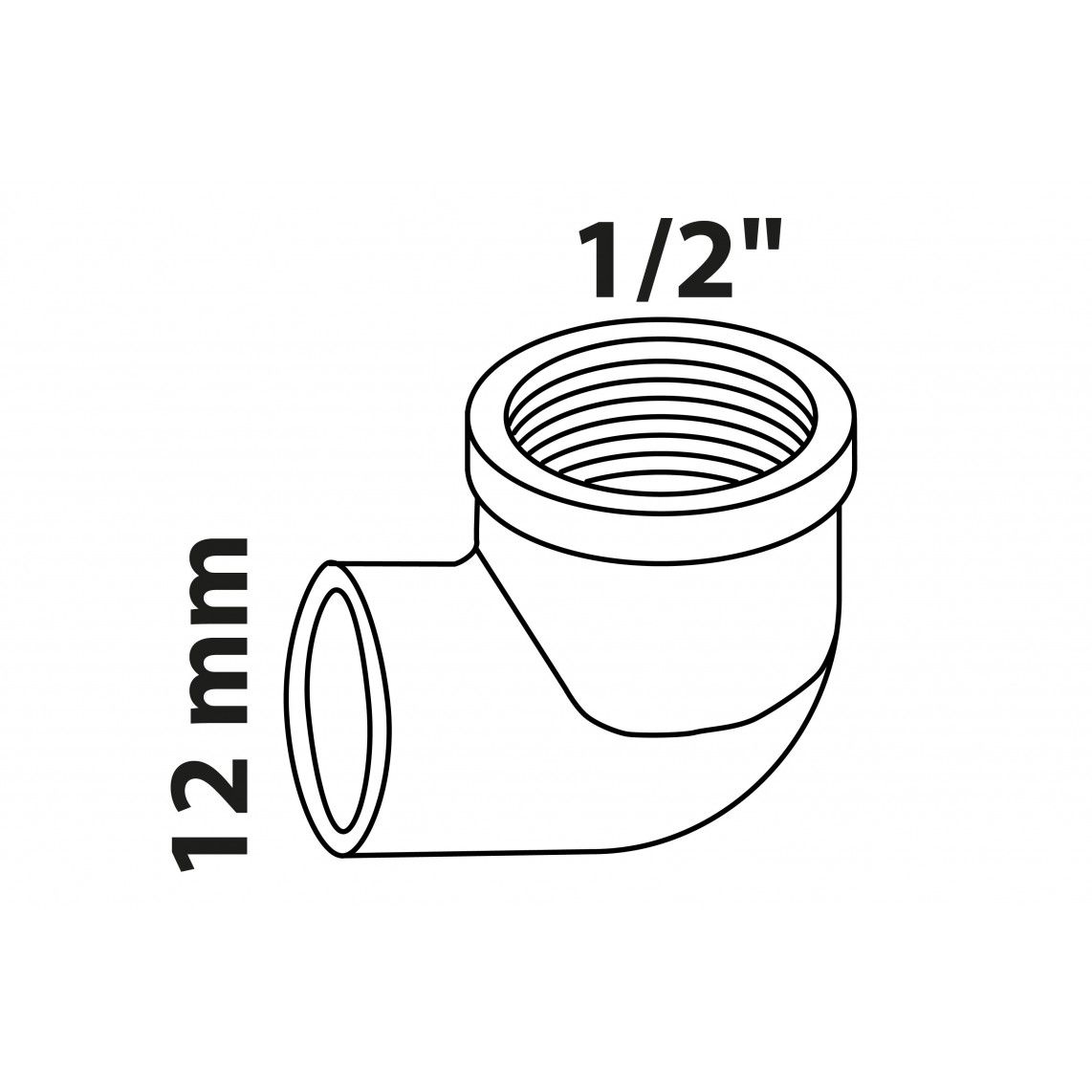 989235017 BR knie 90°, blanco, 12 mm x 1/2"BI, 1 mof (4090g) vue 2